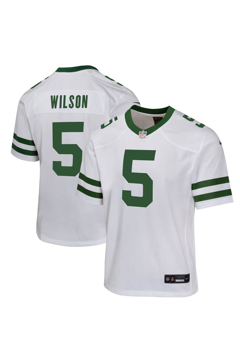 Youth Nike Garrett Wilson Legacy White New York Jets Game Jersey, Main, color, White