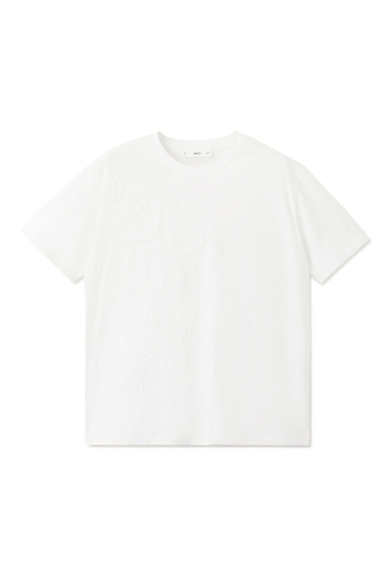 Floral Embroidered Cotton T-Shirt, Alternate, color, OFF WHITE