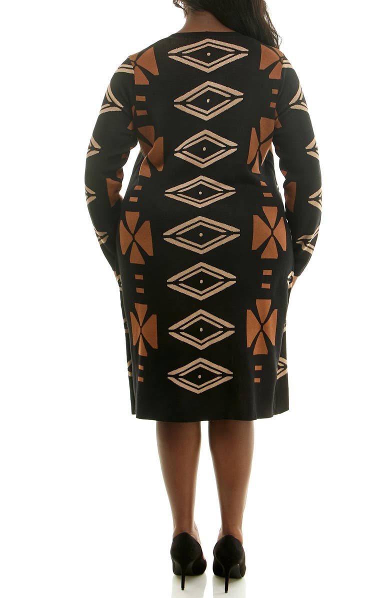 Nina Leonard Long Leopard Print Cardigan, Alternate, color, Black/Cognac