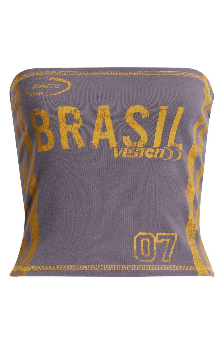 BDG Urban Outfitters Brasil Strapless Bandeau Crop Top, Alternate, color, Navy