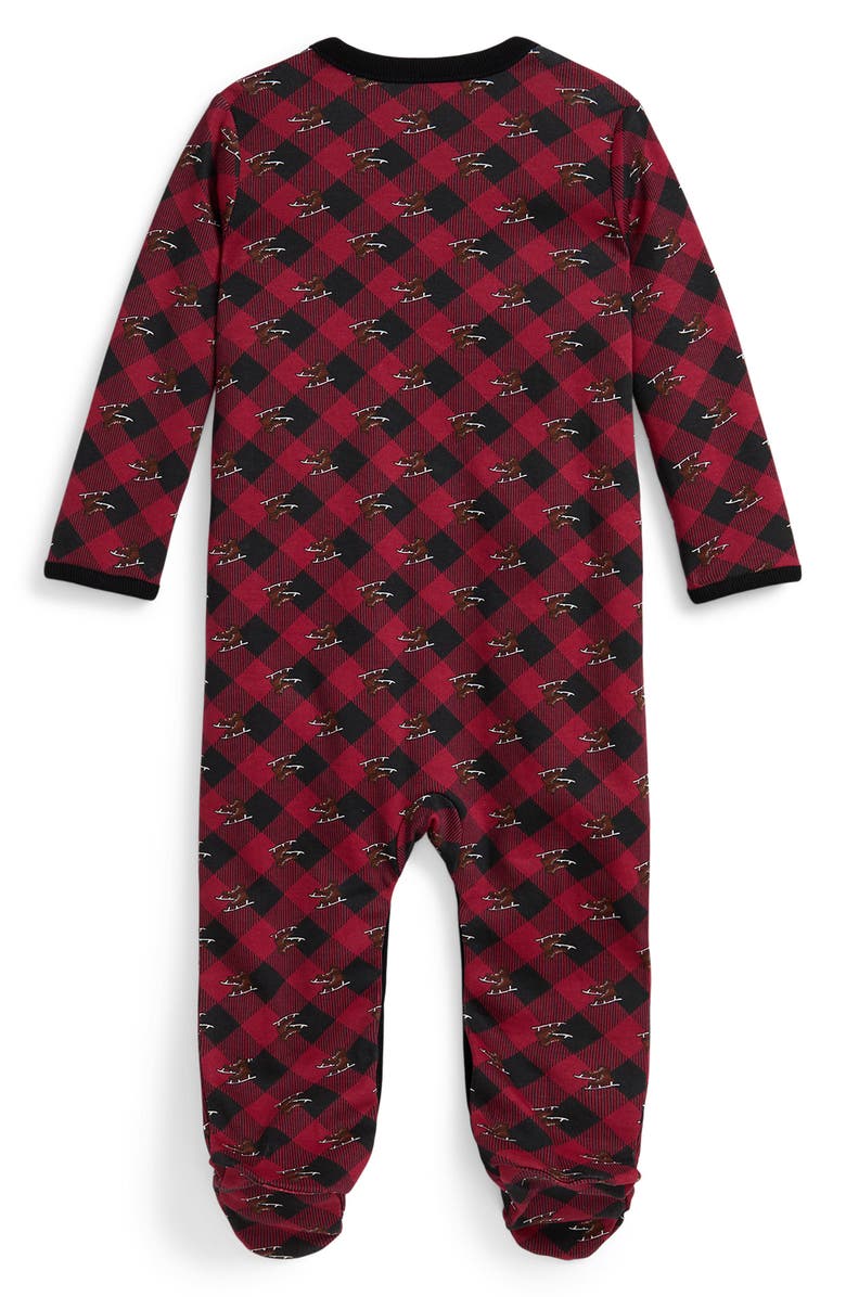Ralph Lauren Print Cotton Footie, Alternate, color, Red Multi