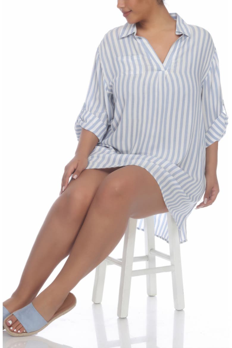 Stripe Collared Shirtdress, Alternate, color, CHAMBRAY STRIPE