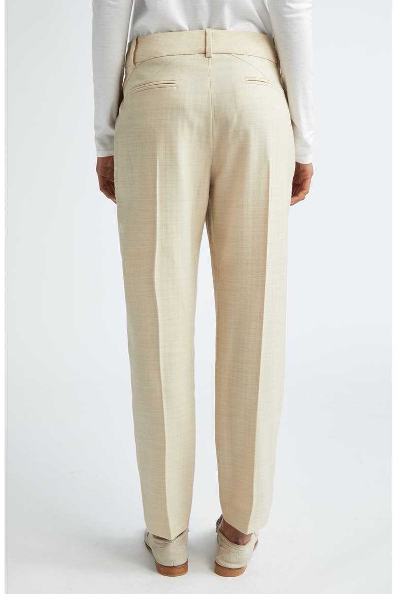 Herringbone Stretch Wool Ankle Pants, Alternate, color, TAN