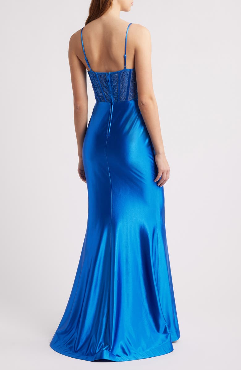 CITY STUDIO Satin Trumpet Dress, Alternate, color, Saphire