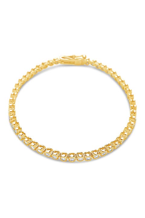 14K Gold Plated Brass Bezel CZ Tennis Bracelet