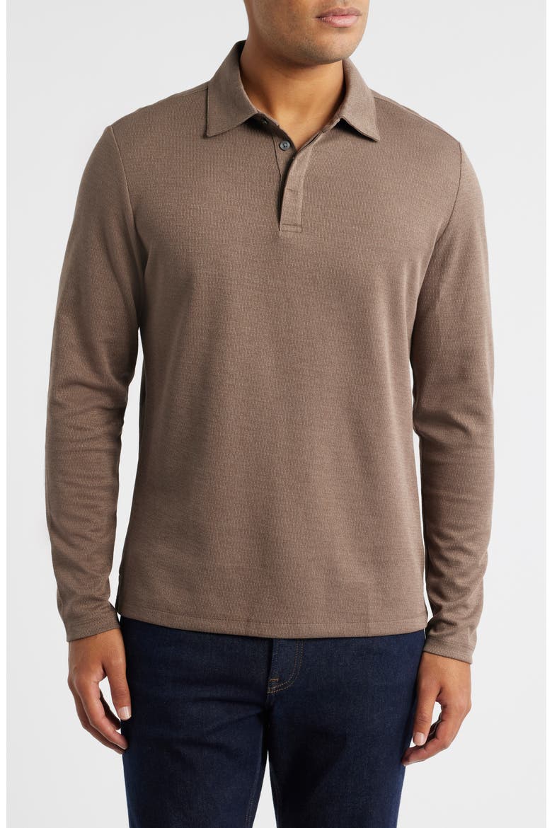 Glendale Long Sleeve Cotton Blend Polo, Main, color, POTTERY