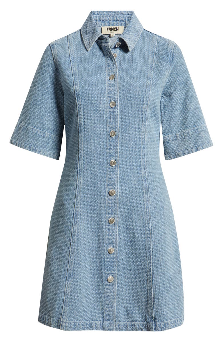FRNCH Ellyne Embroidered Denim Shirtdress, Alternate, color, Bleu Clair