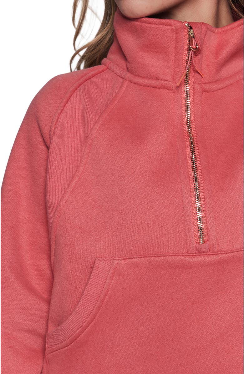 Rebody Active Effortless Fleece Crop Half Zip Sweatshirt, Alternate, color, Goji Berry