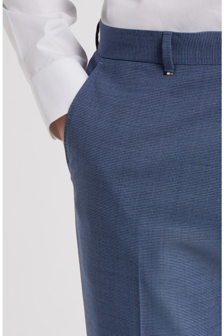 Genius Slim Fit Tan Microcheck Flat Front Stretch Dress Pants, Alternate, color, MEDIUM BLUE