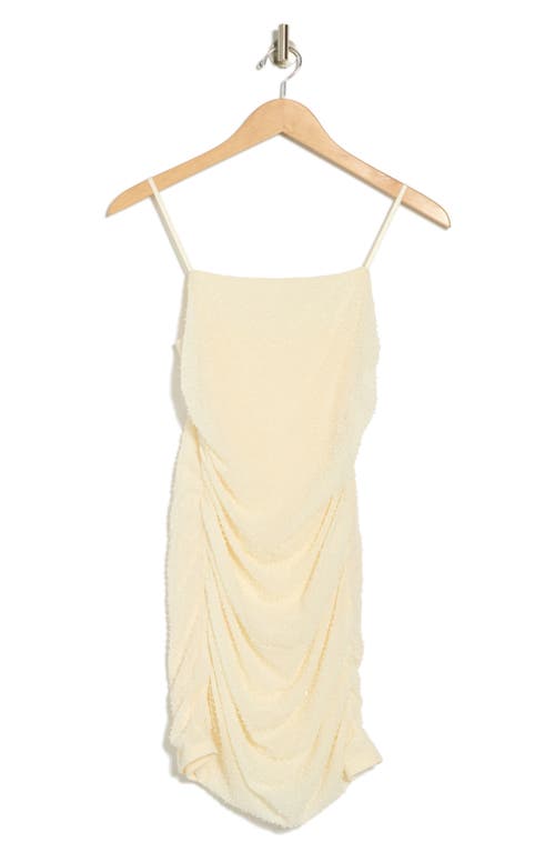 Lush Embellished Ruched Minidress In Cream