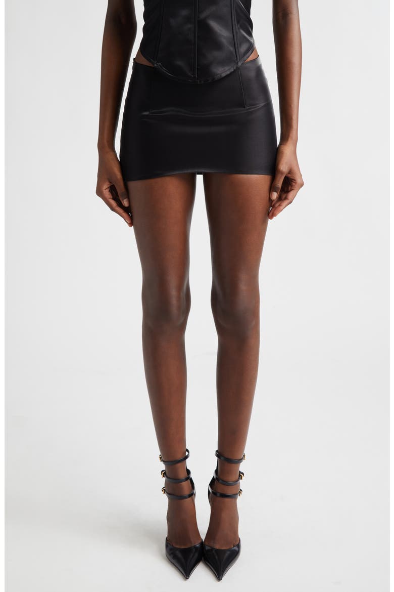 Satin Miniskirt, Main, color, BLACK