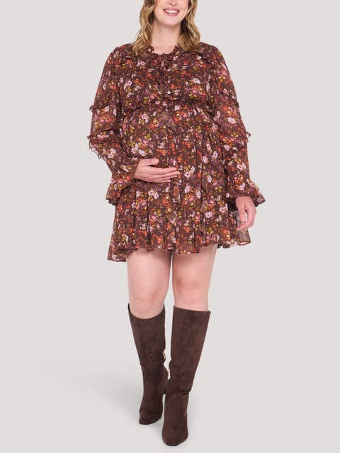 Long Sleeve Ruffle Mini Dress