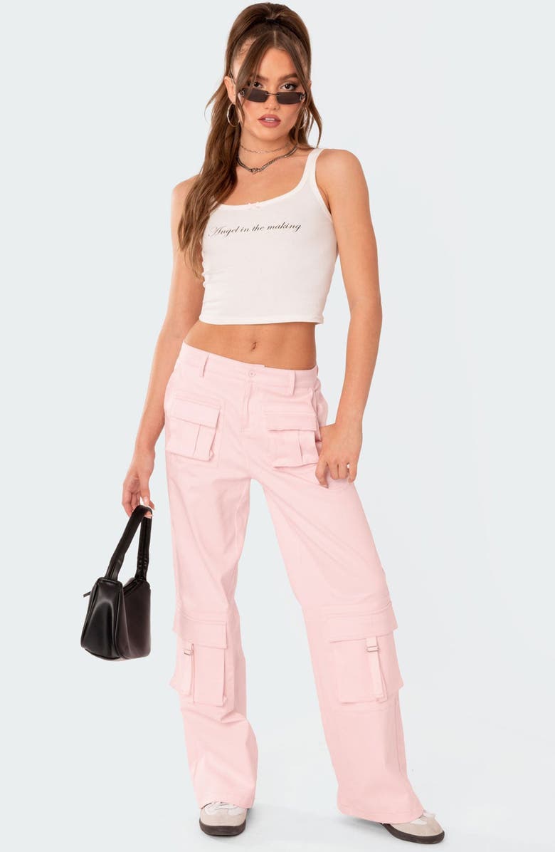 EDIKTED Joan Low Rise Cargo Pants, Alternate, color, Light-Pink
