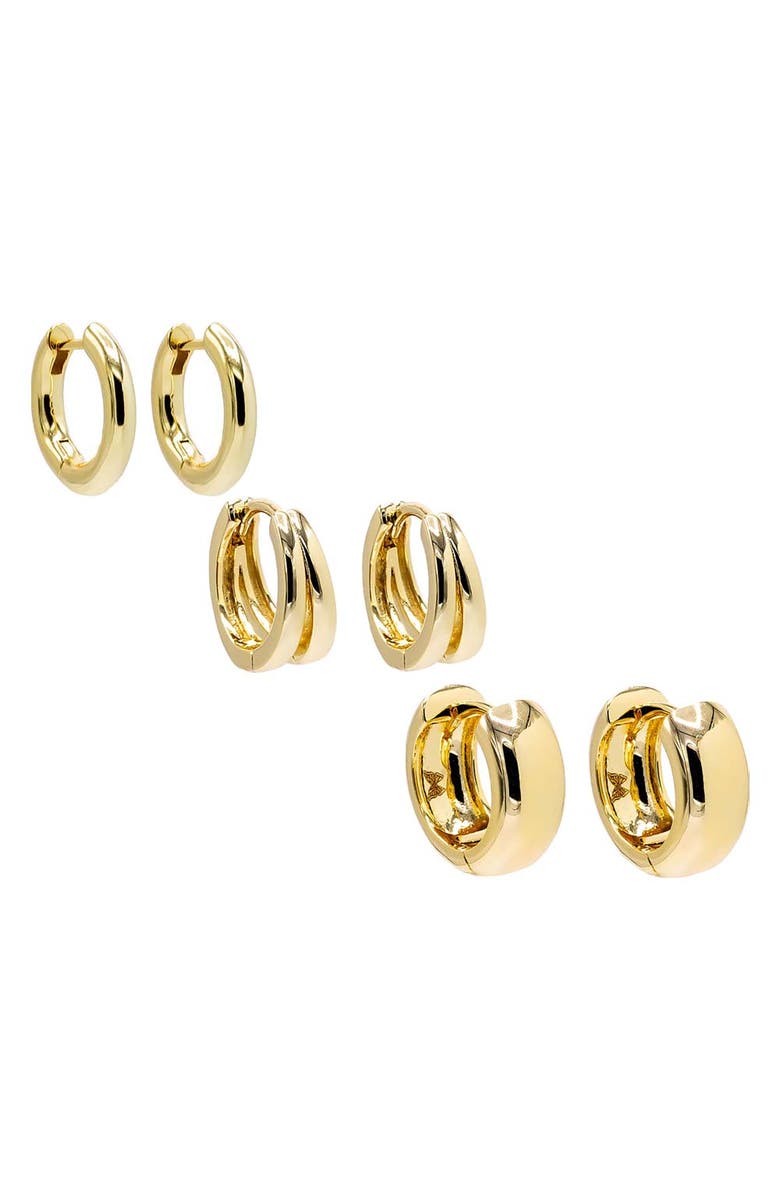 BY ADINA EDEN Solid Classic Huggie Earring Combo Set, Main, color, 