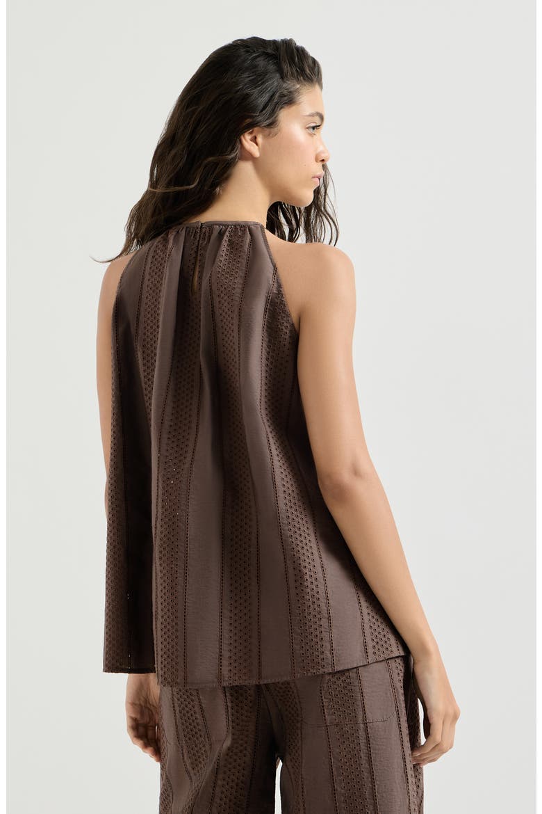 Broderie anglaise top, Alternate, color, Chocolate