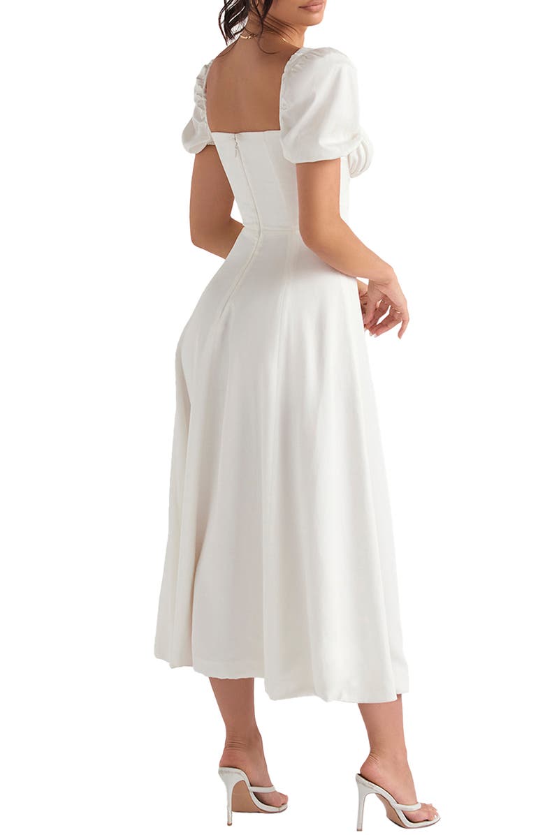 HOUSE OF CB Tallulah Puff Sleeve Midi Dress, Alternate, color, White
