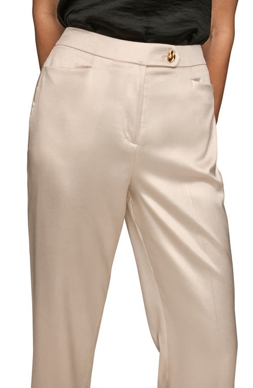 Donna Karan New York Straight Leg Satin Pants In White