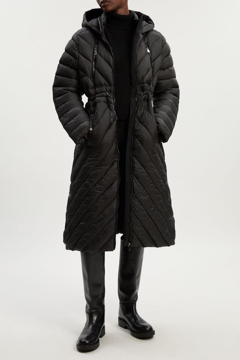 Petite Packable Knee Length Coat, Alternate, color, Black