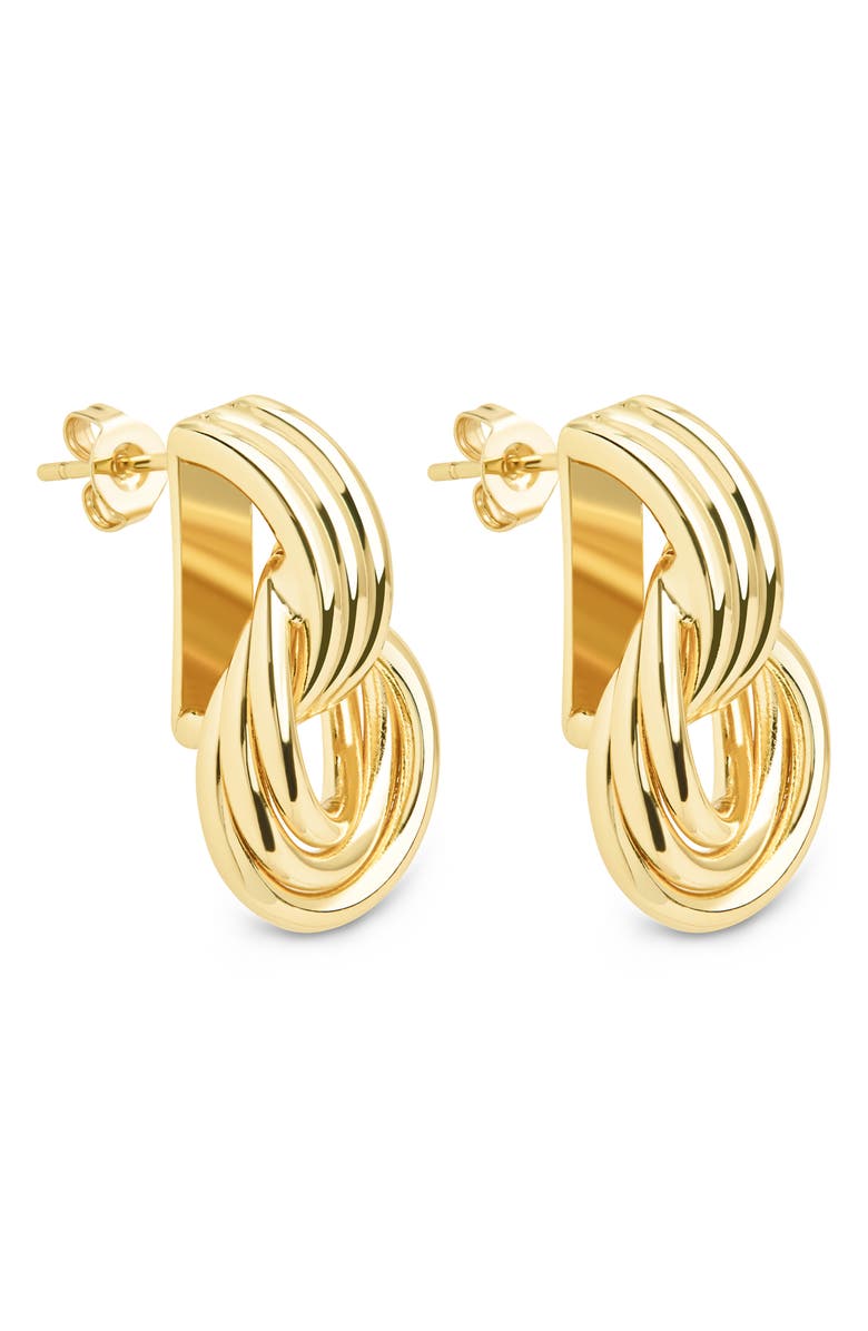 Sterling Forever Harvey Textured Door Knocker Earrings, Alternate, color, Gold