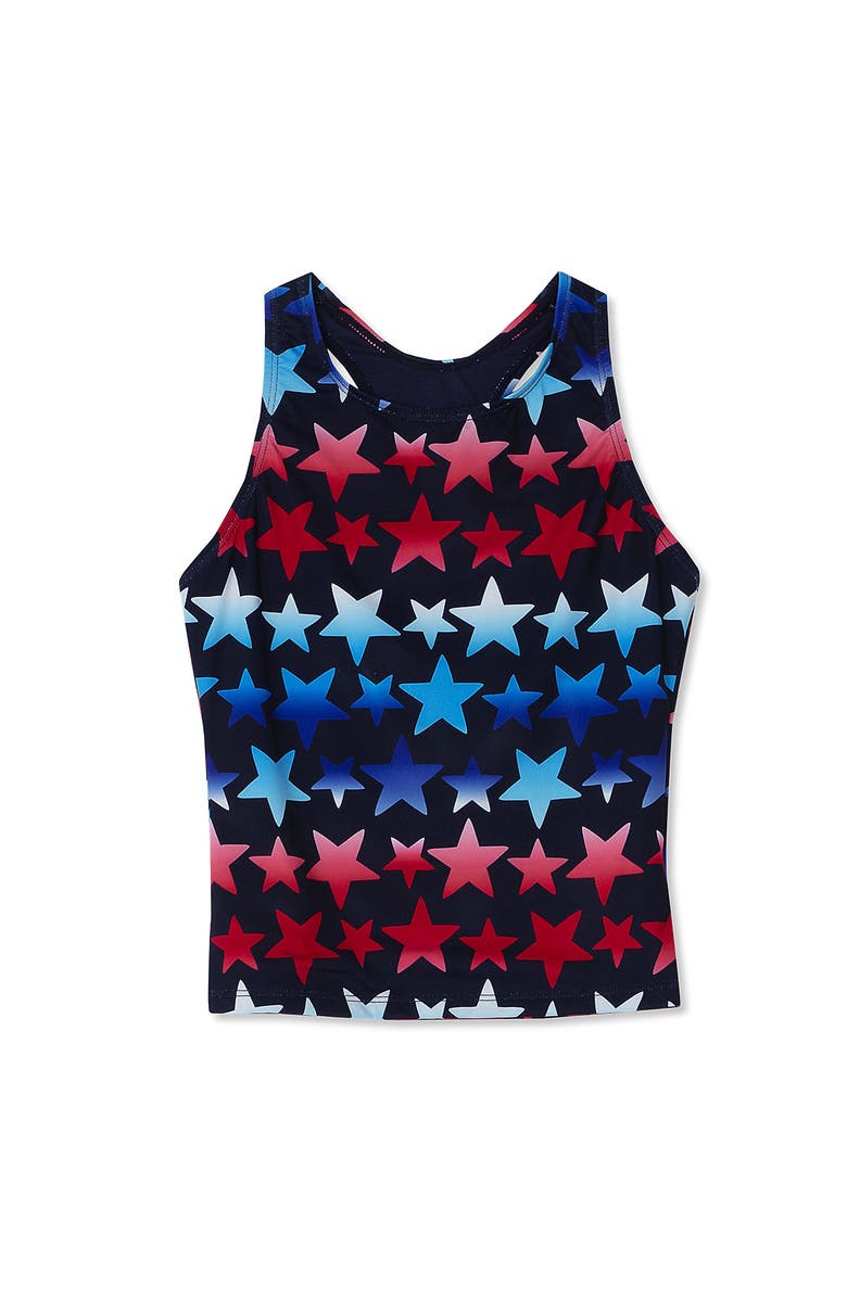 Lands' End Girls Tankini Swimsuit Top, Alternate, color, Americana Stars