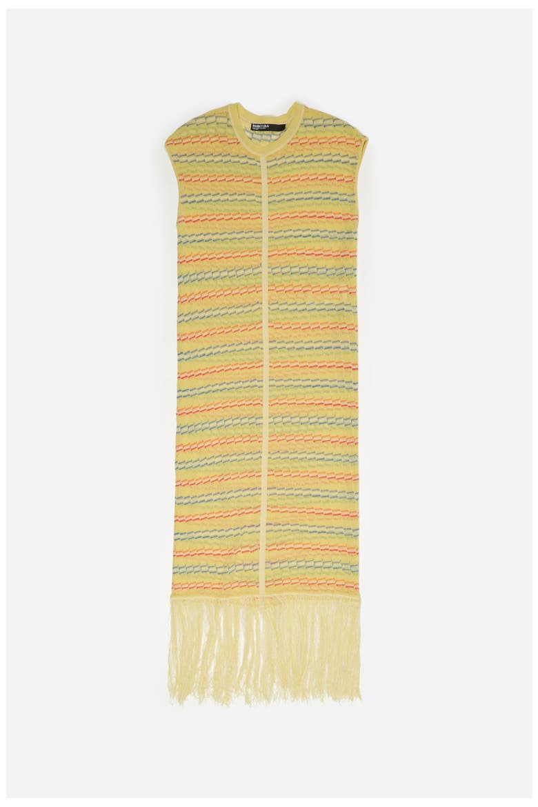 Sleeveless Knit Dress With Fringing, Alternate, color, LIGHT YELLOW