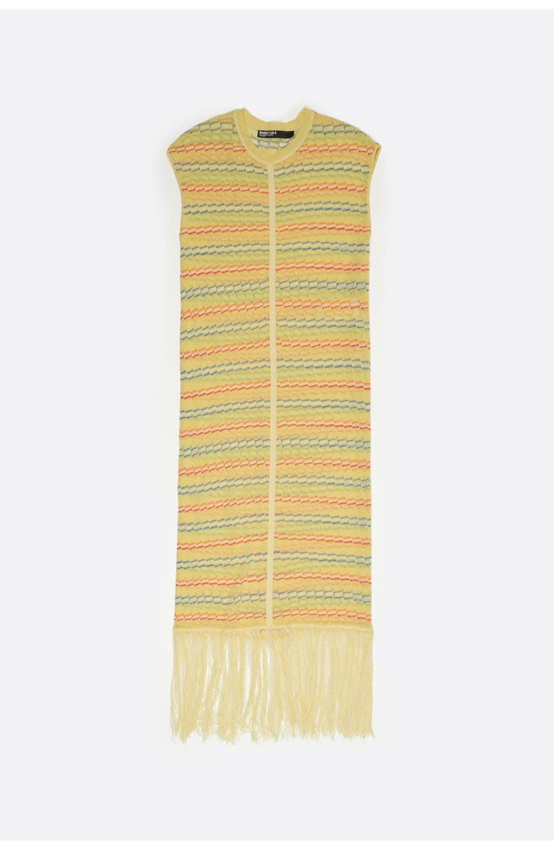 Bimba y Lola Sleeveless Knit Dress With Fringing, Alternate, color, Light Yellow