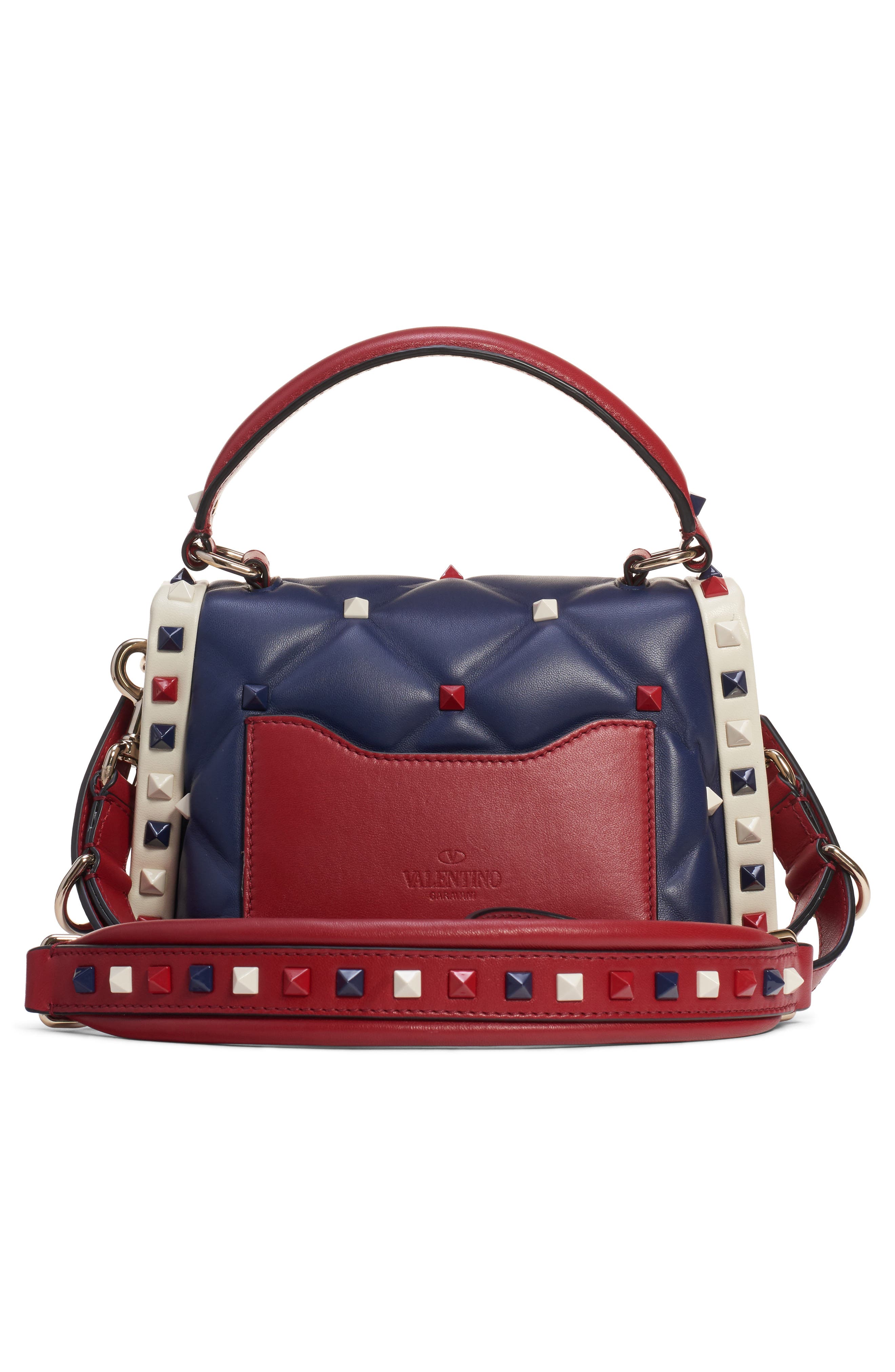Valentino Garavani Mini Candystud Top Handle Leather Satchel, Alternate, color, 