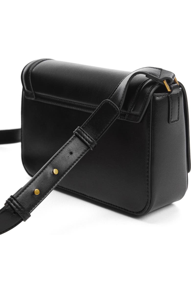 MANGO Faux Leather Crossbody Bag, Alternate, color, Black