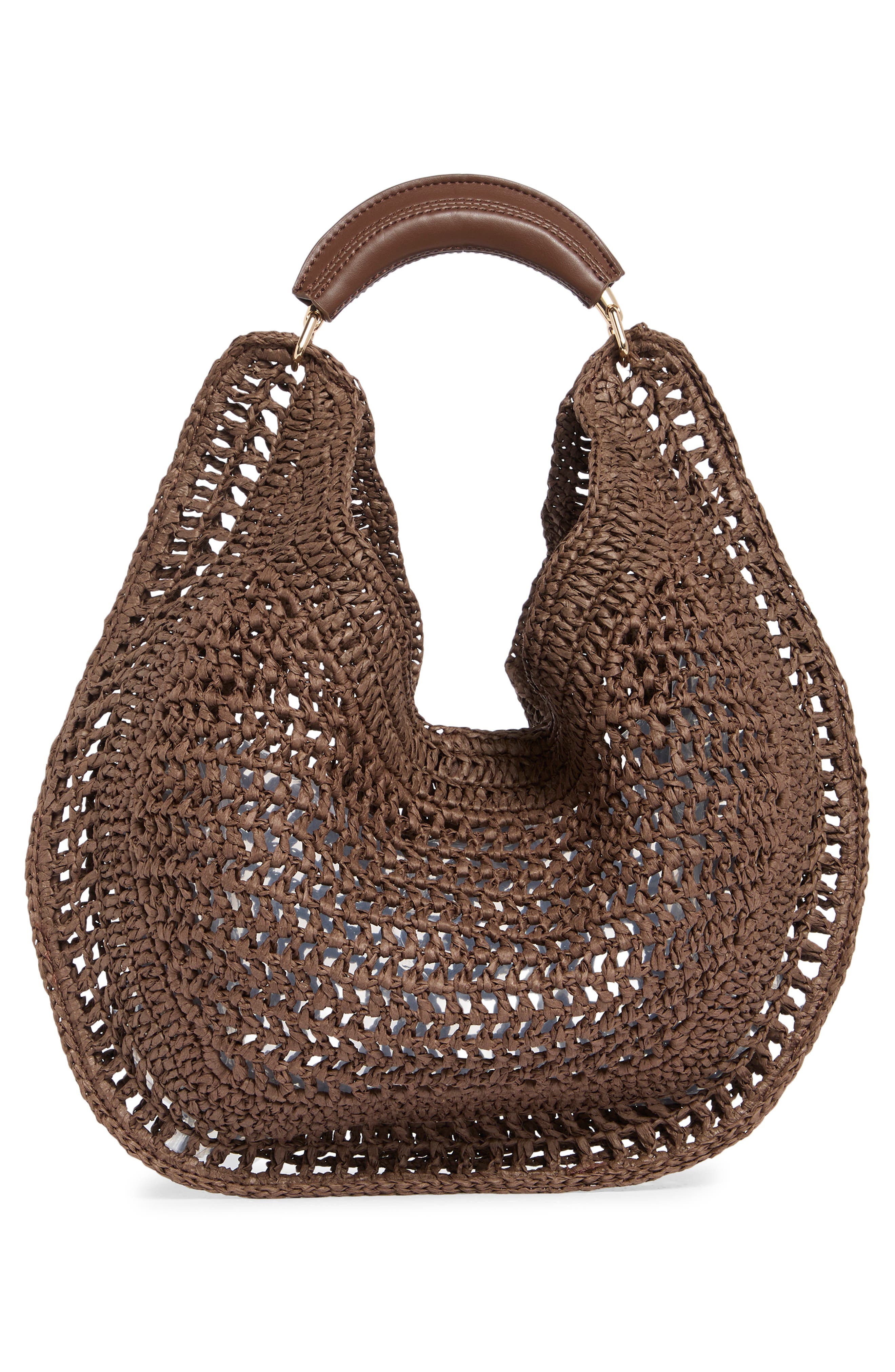 URBAN EXPRESSIONS HANDBAGS Straw Hobo Shoulder Bag, Alternate, color, Chocolate