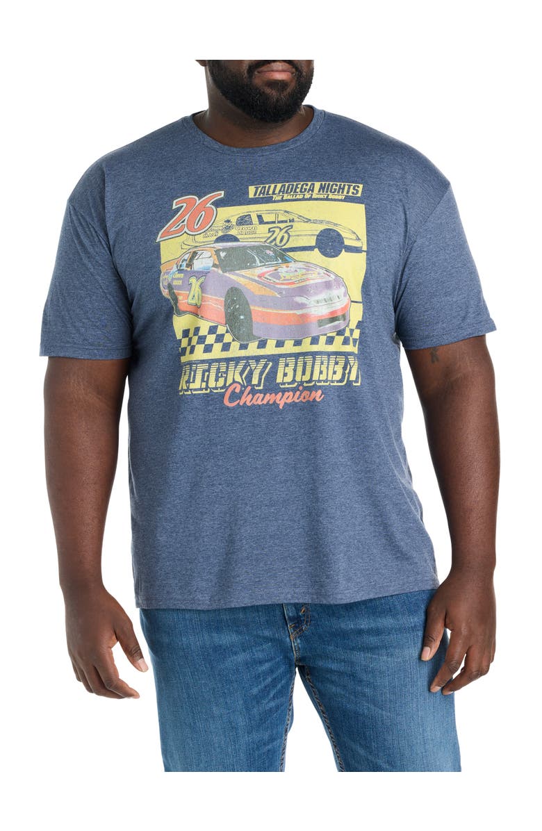 True Nation by DXL Big & Tall Ricky Bobby Car Race Flag Graphic Tee, Main, color, Blue
