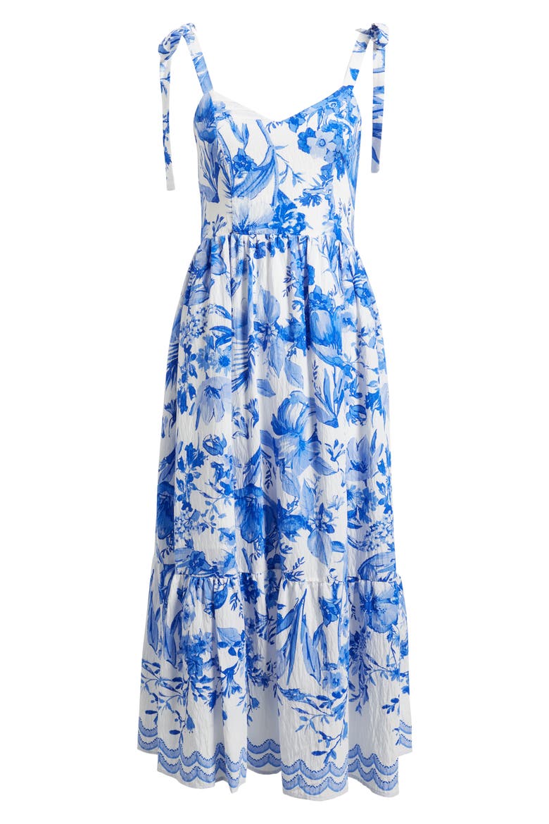 Floral Toile Corset Sundress, Alternate, color, WHITE/ BLUE