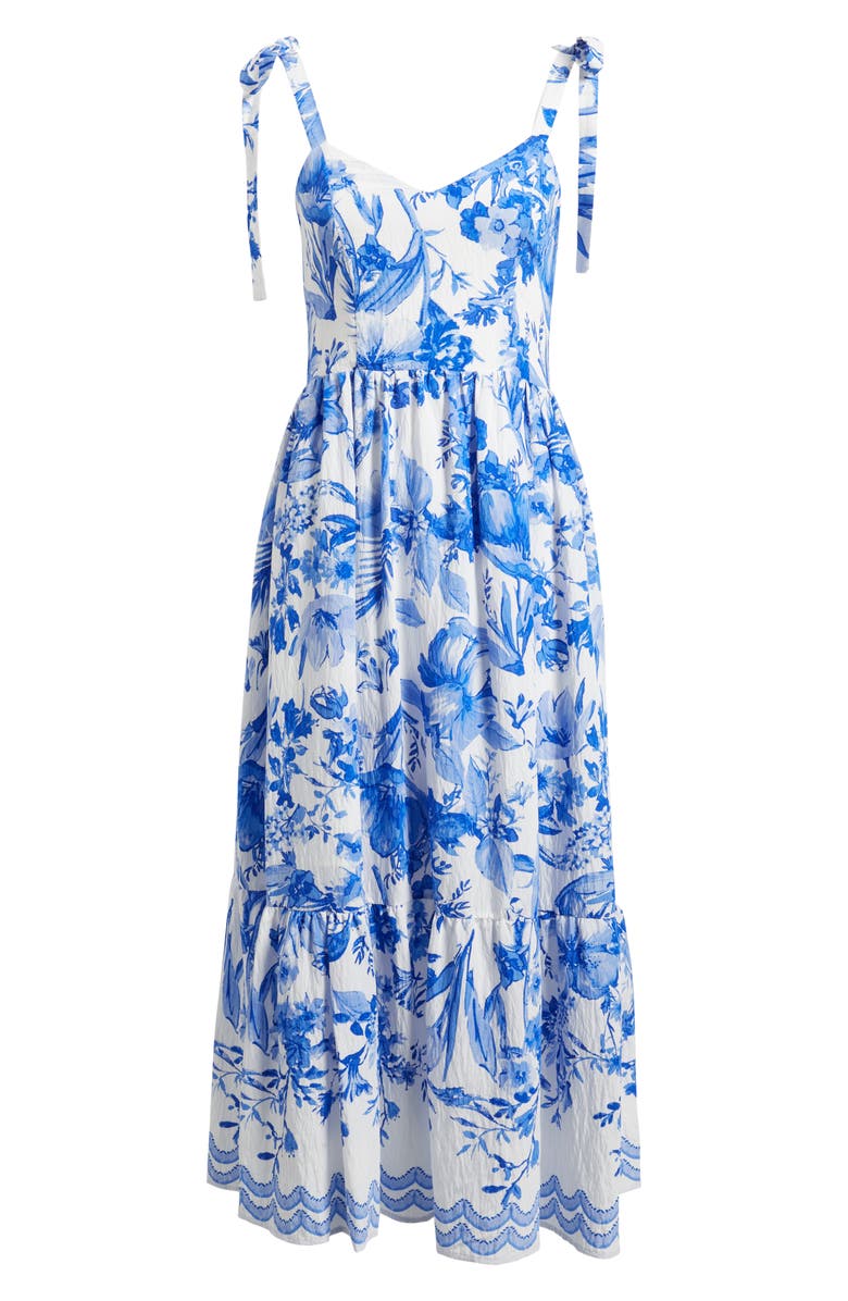 Sam Edelman Floral Toile Corset Sundress, Alternate, color, White/ Blue