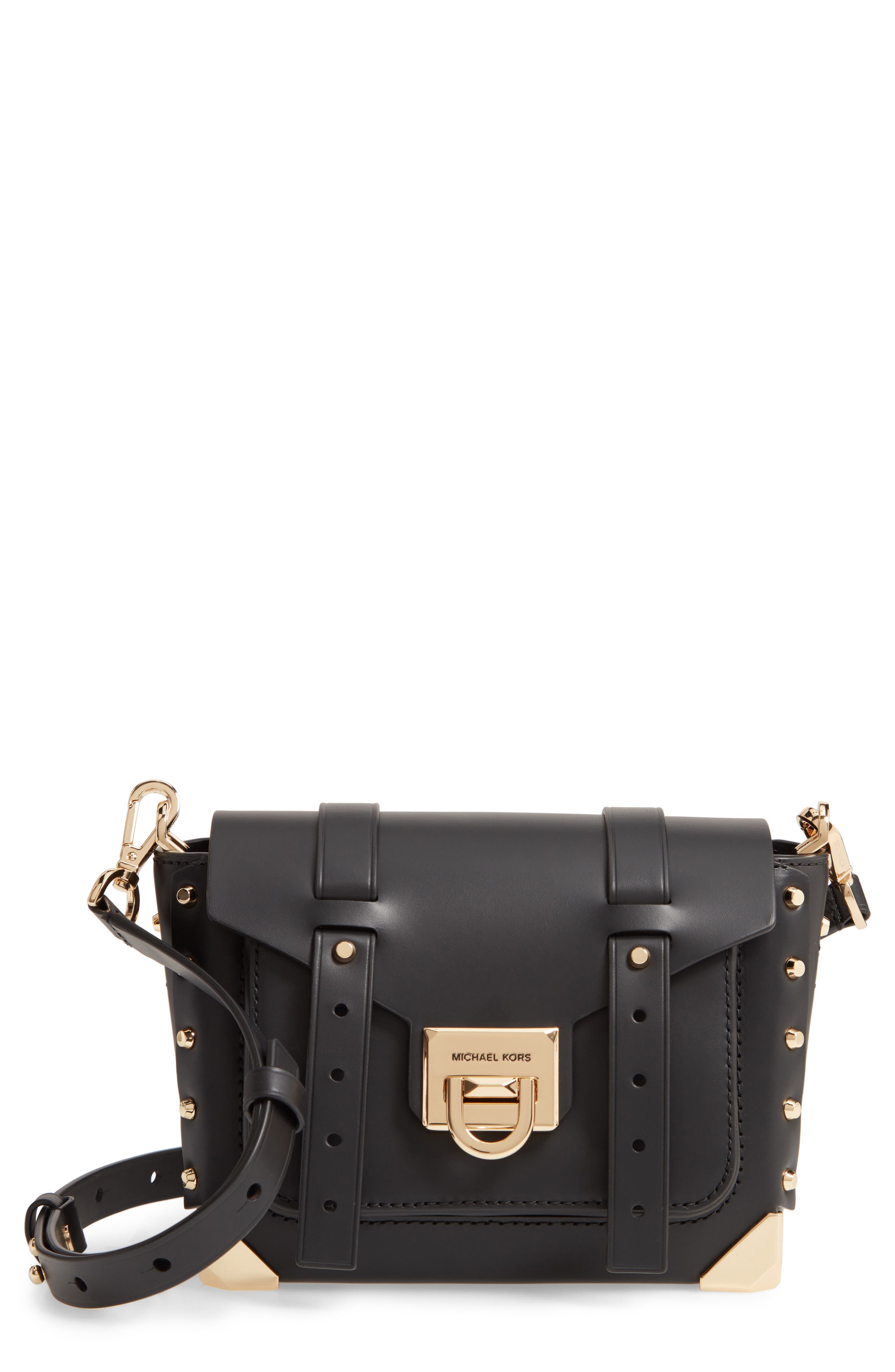 MICHAEL Michael Kors Small Manhattan Leather Crossbody Bag, Main, color, 