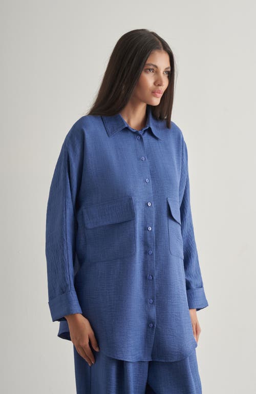 Mizalle Linen Tunic In Blue
