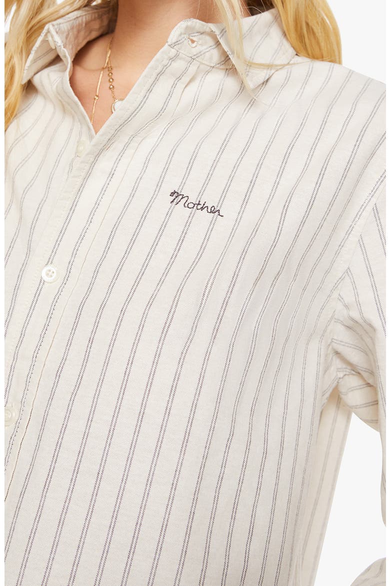 The Cropped Bestie Striped Shirt, Alternate, color, CREAM AND BLACK STRIPE