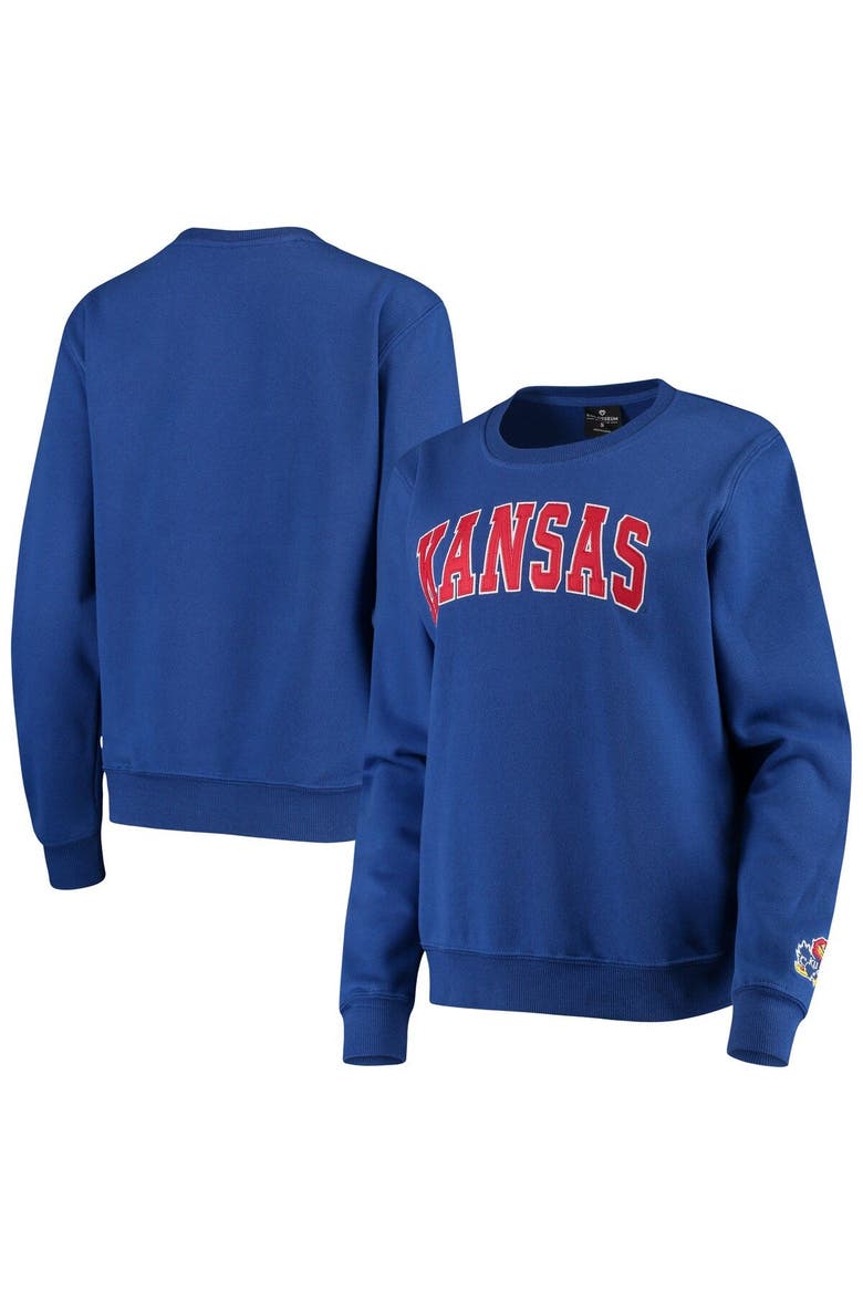 Women's Colosseum Royal Kansas Jayhawks Campanile Pullover Sweatshirt, Alternate, color, Royal