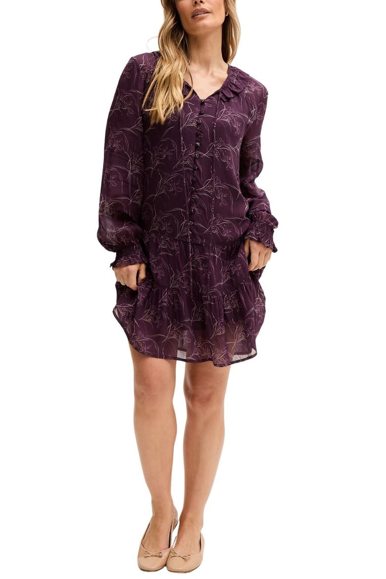 Henrietta Floral Print Button Down Mini Dress, Alternate, color, Purple