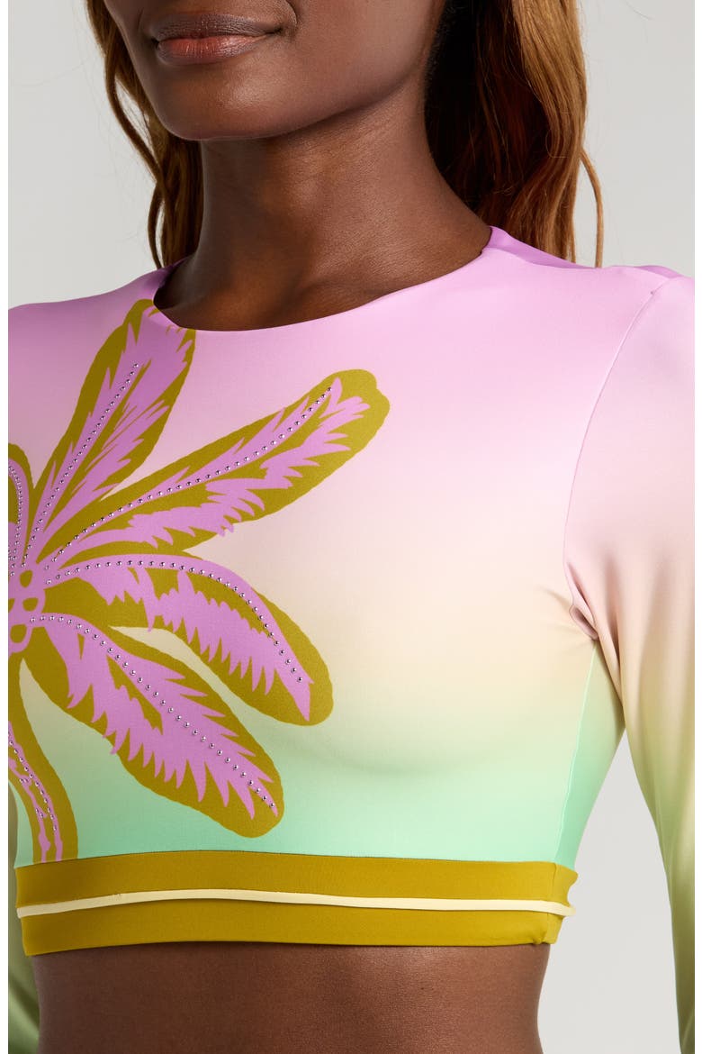 Candy Palms Spectacular Long Sleeve Crop Rashguard, Alternate, color, GREEN