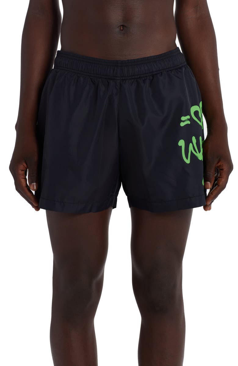 Off-White Neen Graffiti Swim Trunks, Main, color, 