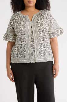 MAX STUDIO Elbow Flutter Sleeve Top