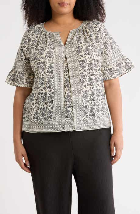 MAX STUDIO Elbow Flutter Sleeve Top