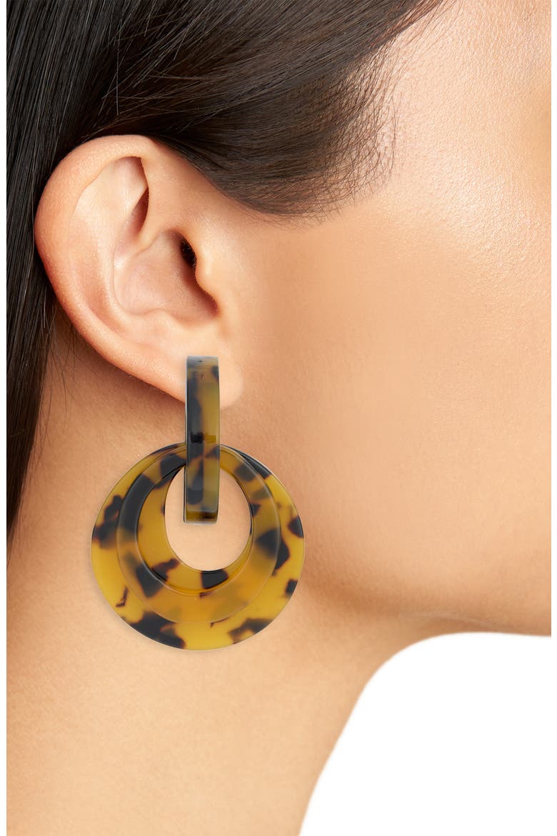 Resin Doorknocker Drop Earrings, Alternate, color, TORT