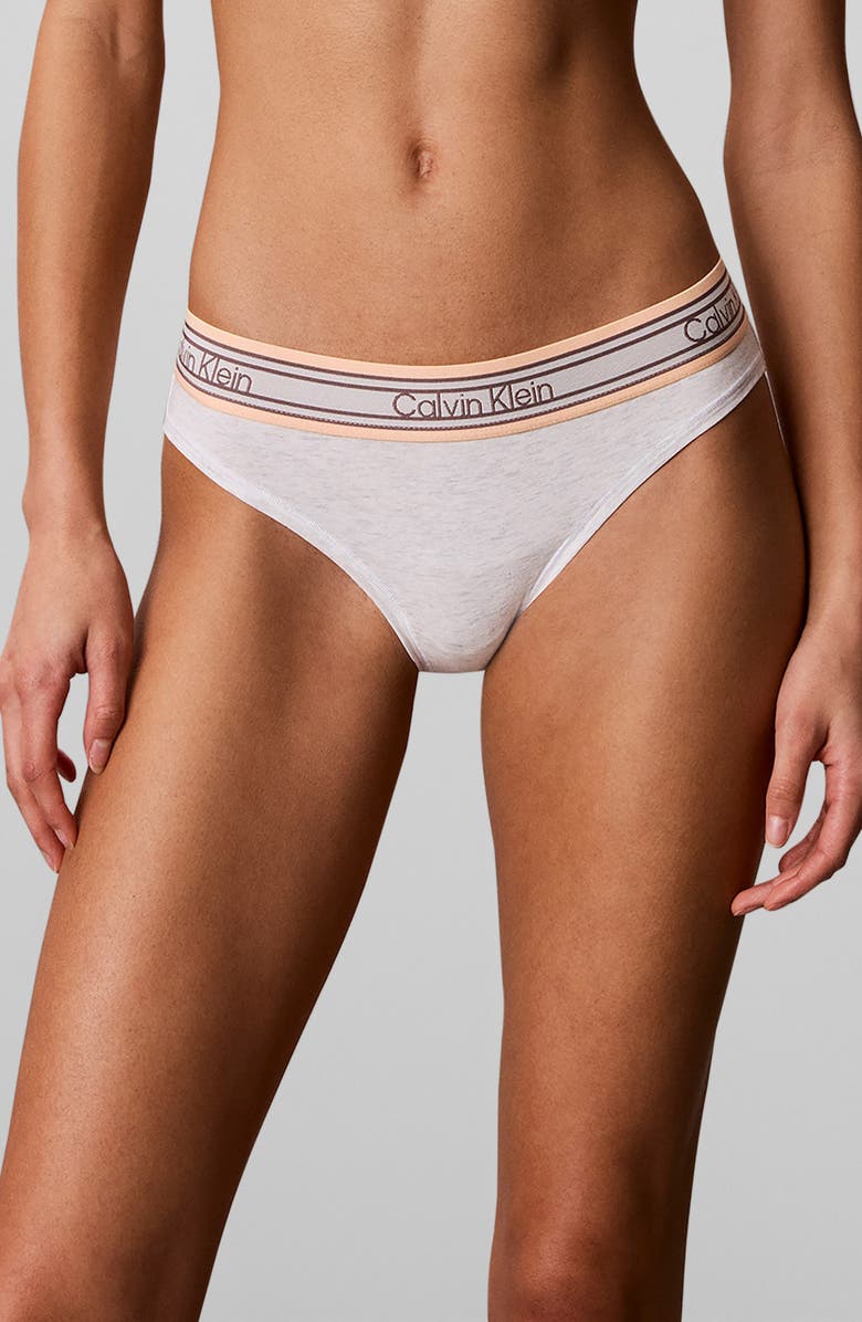 Calvin Klein Icon Cotton Blend Bikini, Main, color, Snow Heather