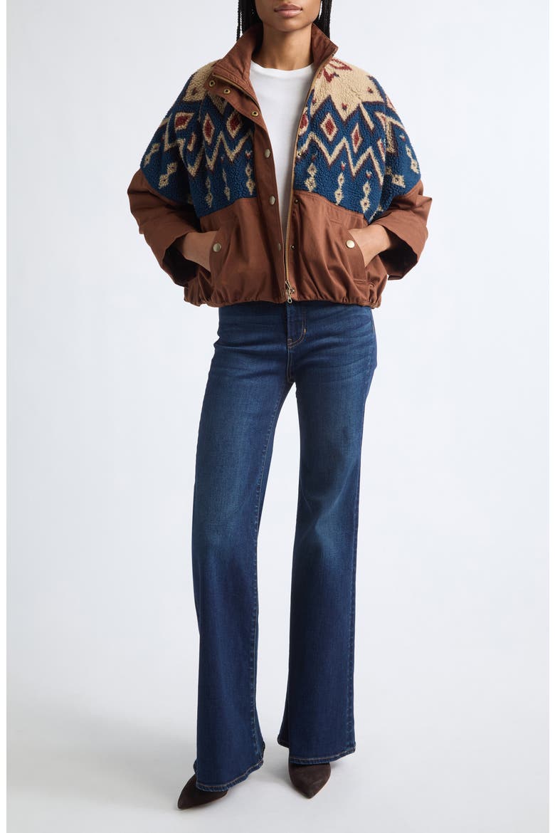 Knoll Mixed Media Fleece Jacket, Alternate, color, DEEP OCHRE