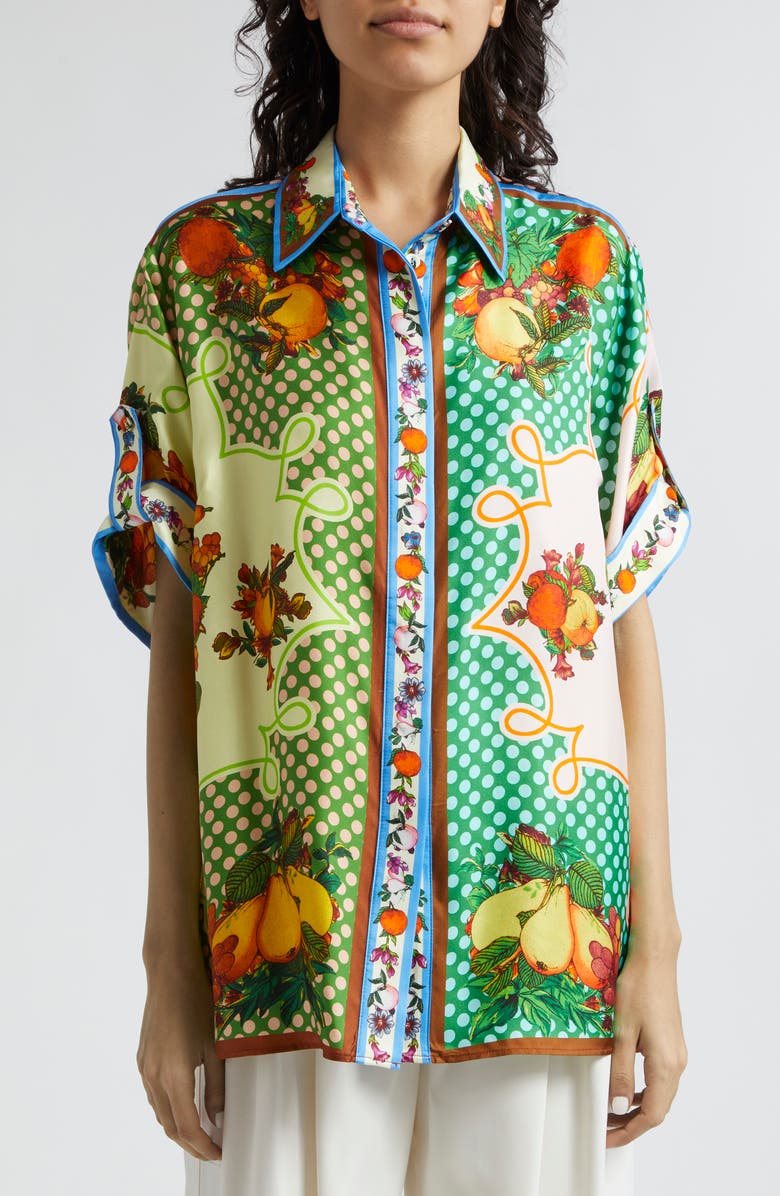 ALEMAIS Lemonis Silk Twill Button-Up Shirt, Alternate, color, 
