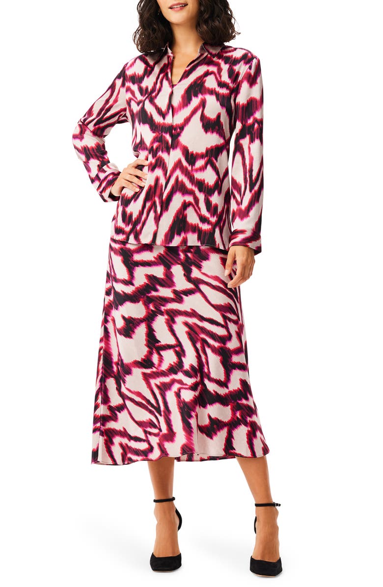 NIC+ZOE Blurred Ikat Button-Up Shirt, Alternate, color, Pink Multi