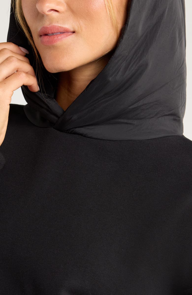 Zella Hybrid Mixed Media Hoodie, Alternate, color, Black