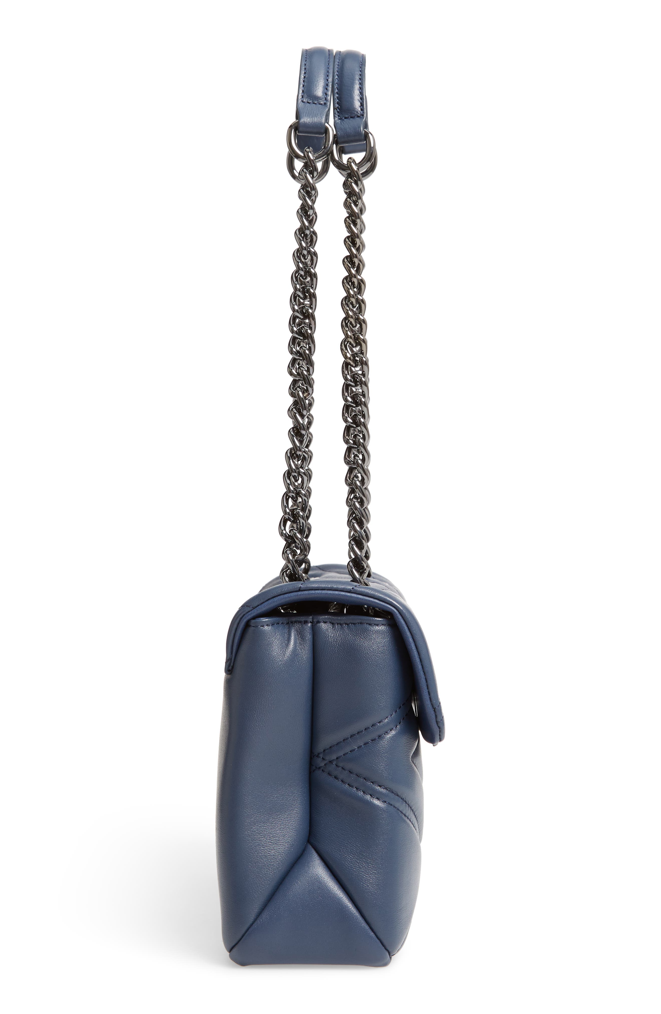 Mayfair Quilted Leather Shoulder Bag, Alternate, color, BLUE/ DARK
