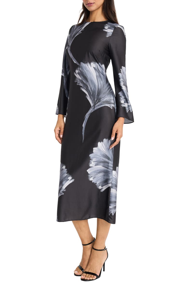 DONNA MORGAN FOR MAGGY Cutout Back Long Sleeve Midi Dress, Alternate, color, Black/ Grey