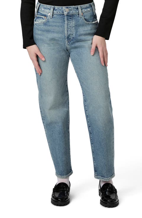 Alexis High Waist Ankle Barrel Leg Jeans (Cats Meow Distressed) (Petite)